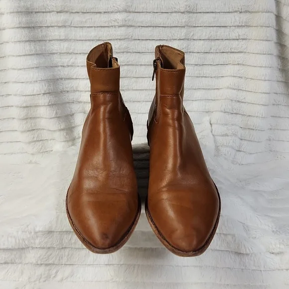 Madewell Charley Size 8.5 M Chestnut Brown Leather Booties Zip Cowboy Western - Picture 4 of 14